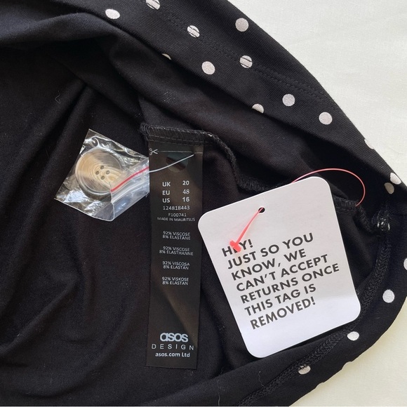 NWT ASOS Polka Dot Mini Dress Size 16 - Picture 8 of 9